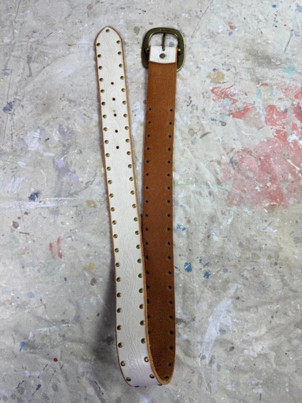 Genuine Leather Solid Brass Linea Pelle Western Belt